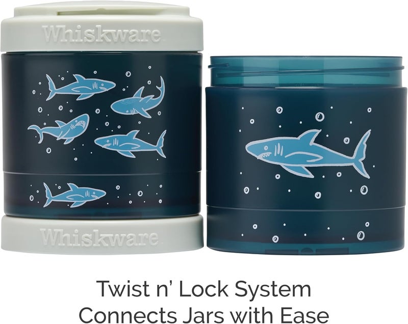 Whiskware Stackable Snack Containers for Kids and Toddlers, 3 Stackable Snack Cups for School or Travel, Sharks(Pack of 1) - Image 1